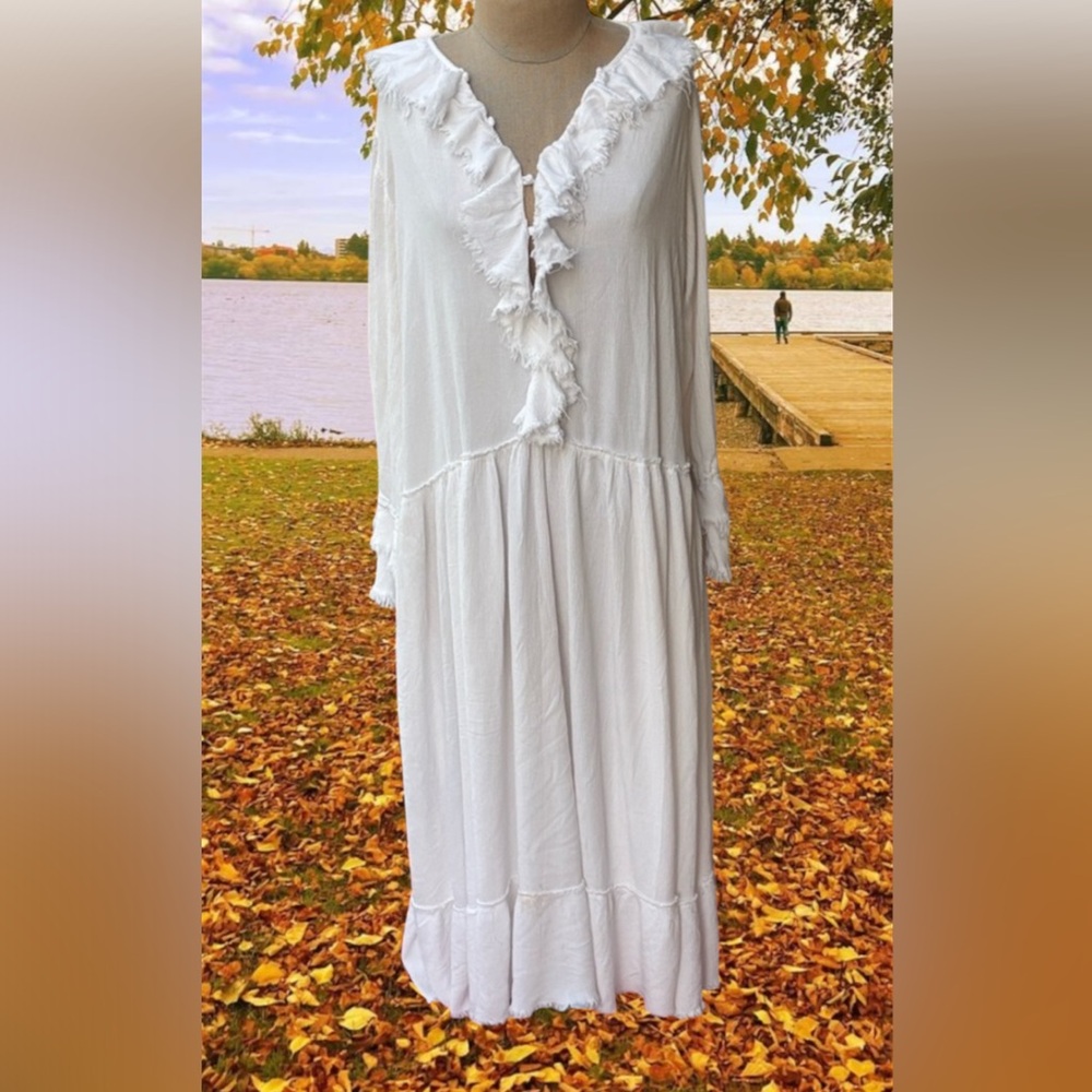 Free People Sweet Darlin White Ruffle Maxi Dress - Picture 4 of 13